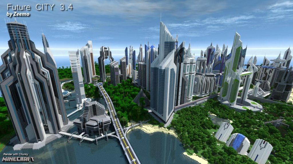 minecraft pe futuristic city map