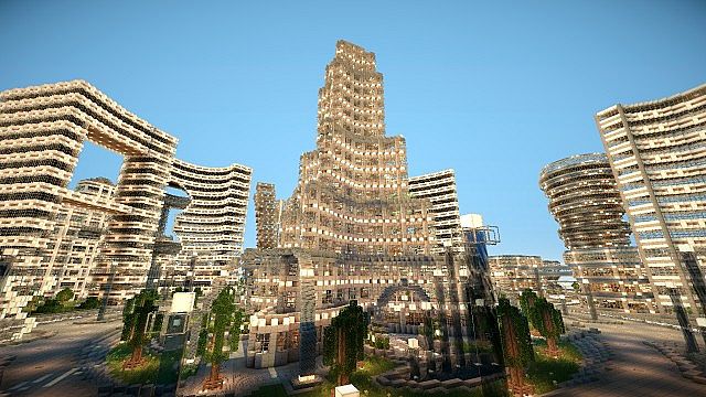 minecraft-map-ville-moderne-futuristic-city-centre