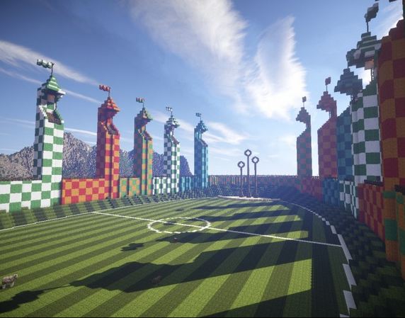 Quidditch pitch stade : Minecraft-aventure.com