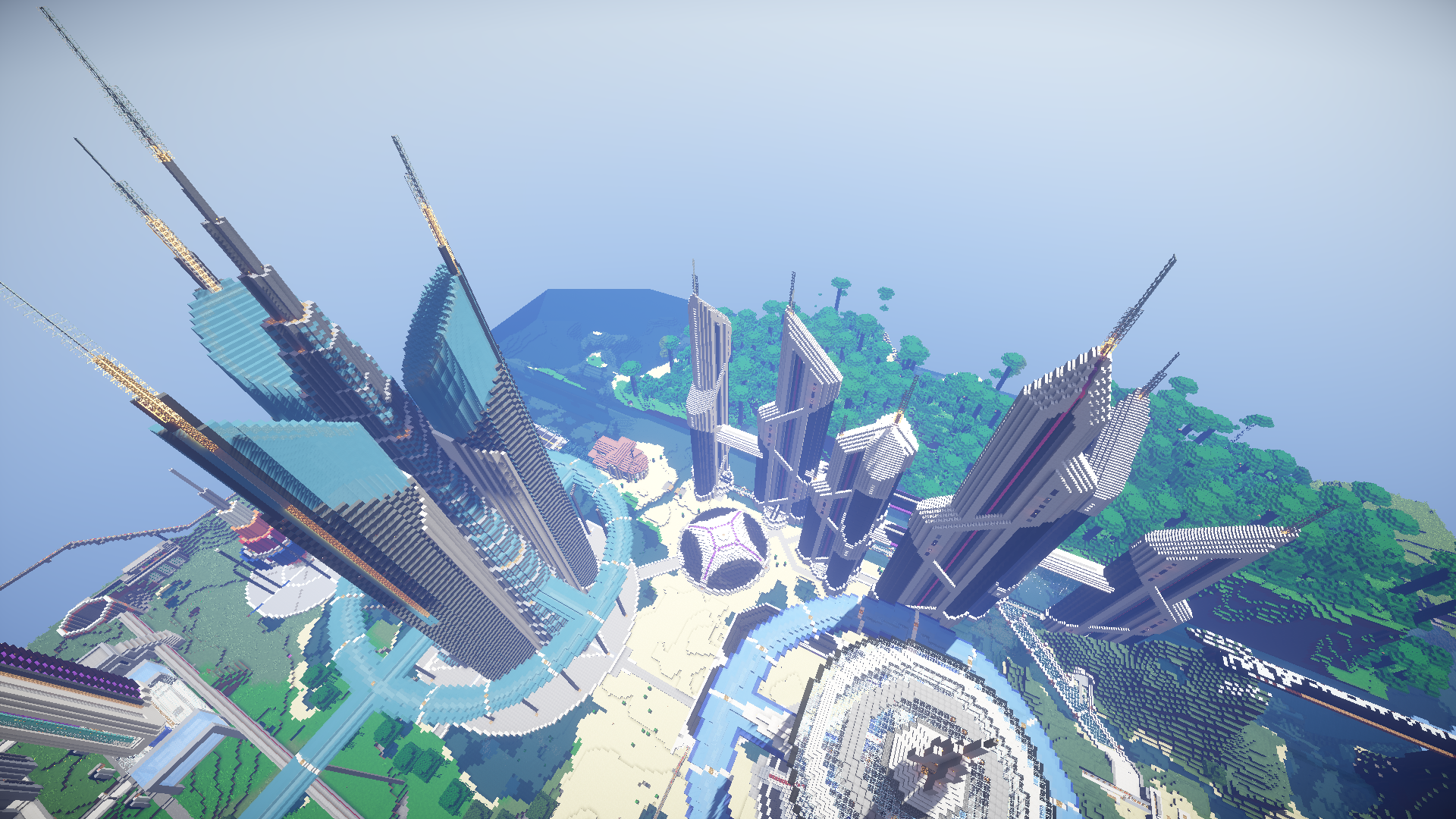 Minecraft map ville future city 3.0 gratte ciel vue par en 