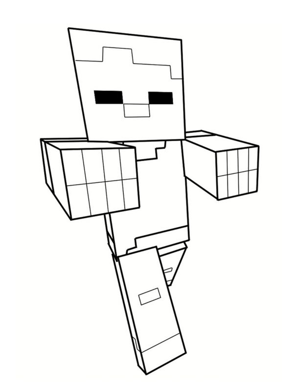 dessin minecraft personnage zombie à colorier  Minecraftaventure.com