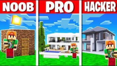maison de noob vs maison de pro vs maison de hacker minecraft noob vs pro