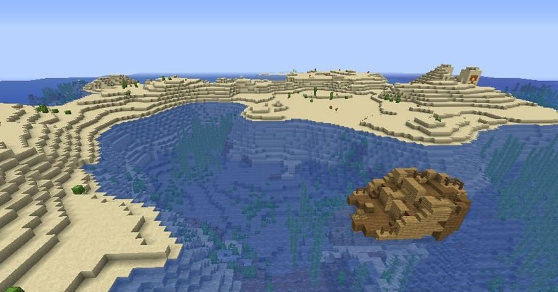 Deserted Island With A Ship And Temples Seed