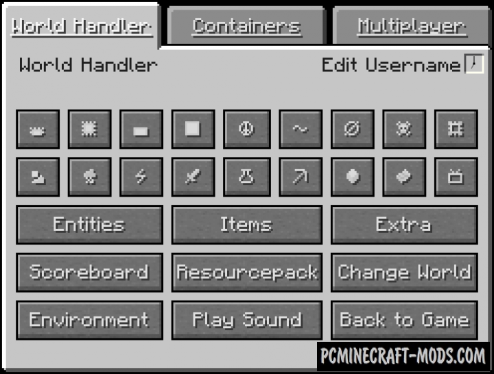World Handler - Commands GUI Mod MC 1.17.1, 1.16.5, 1.15.2, 1.12.2