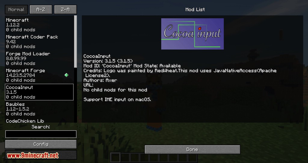 CocoaInput mod for minecraft 03