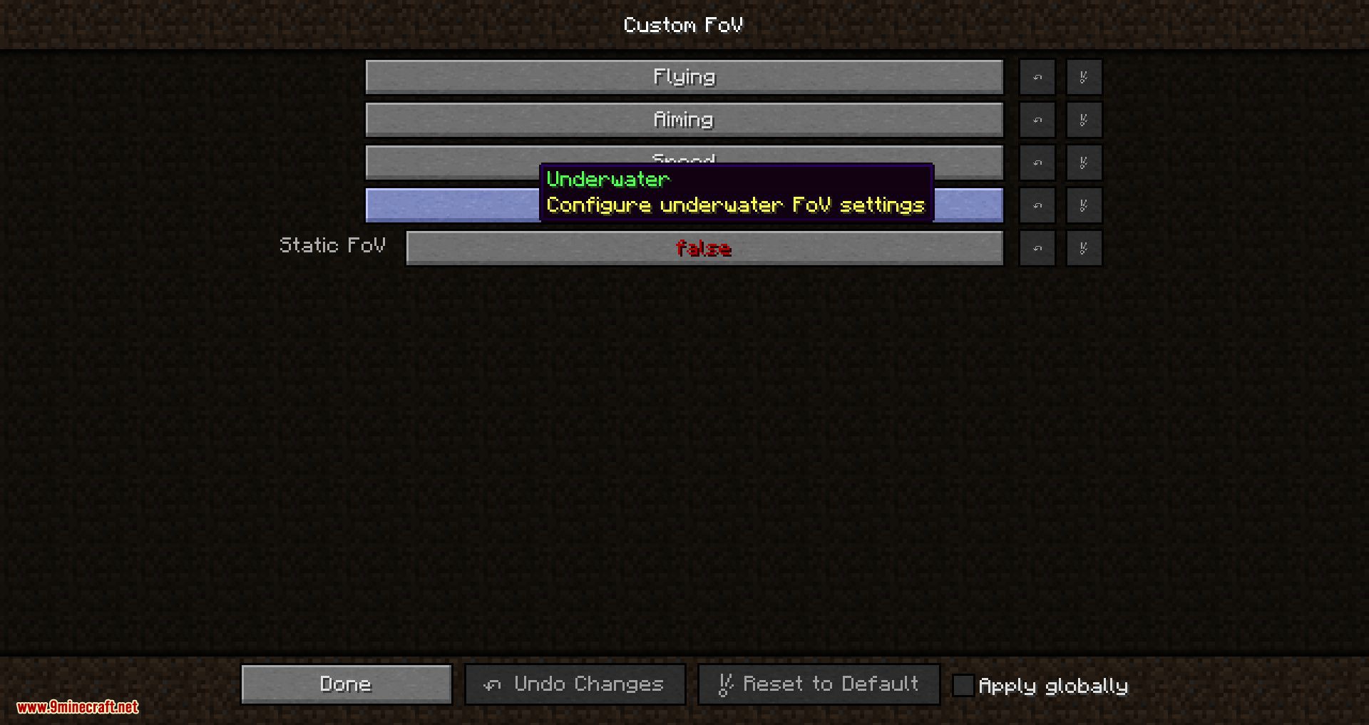 Custom FOV mod for minecraft 01