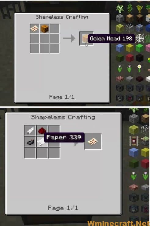 Extra Golems Mod Crafting Recipes