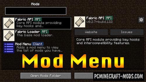 Fabric Mod Menu - Config GUI Mod For Minecraft 1.17.1, 1.16.5