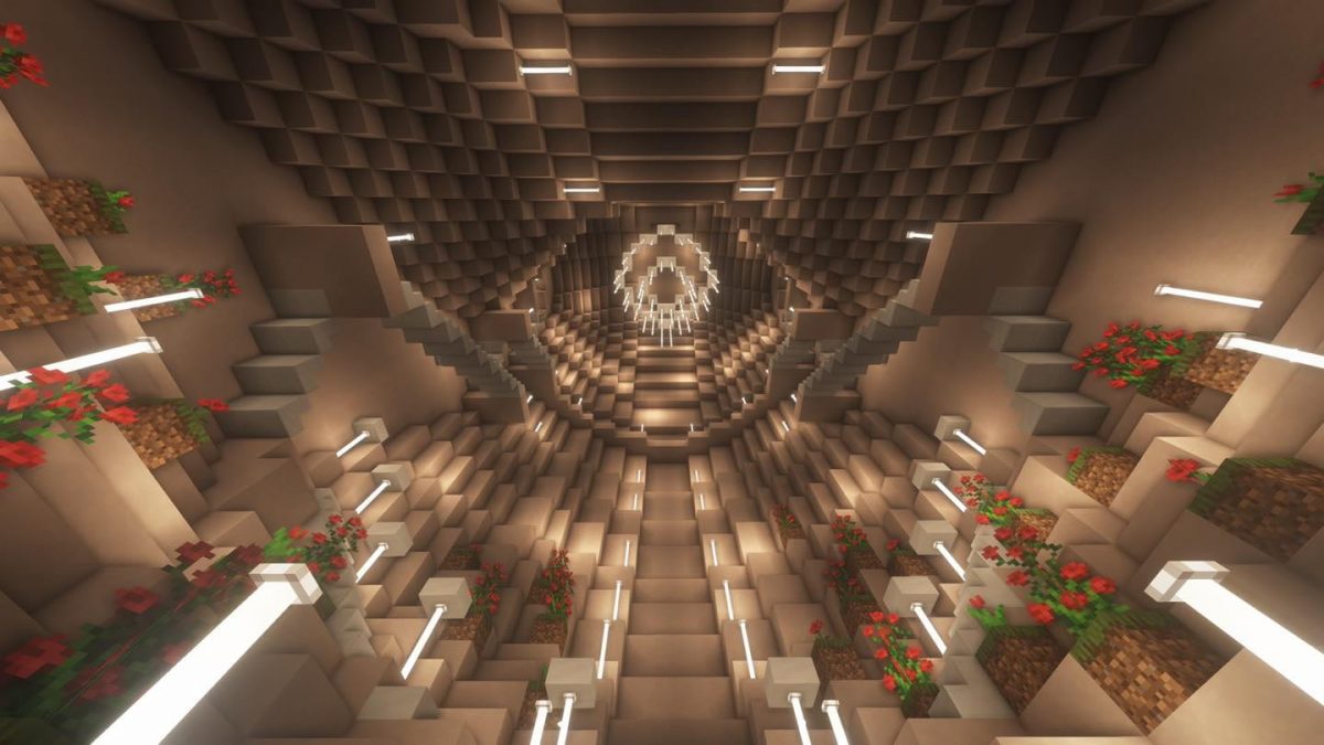 Intérieur utérus géant dans Minecraft.