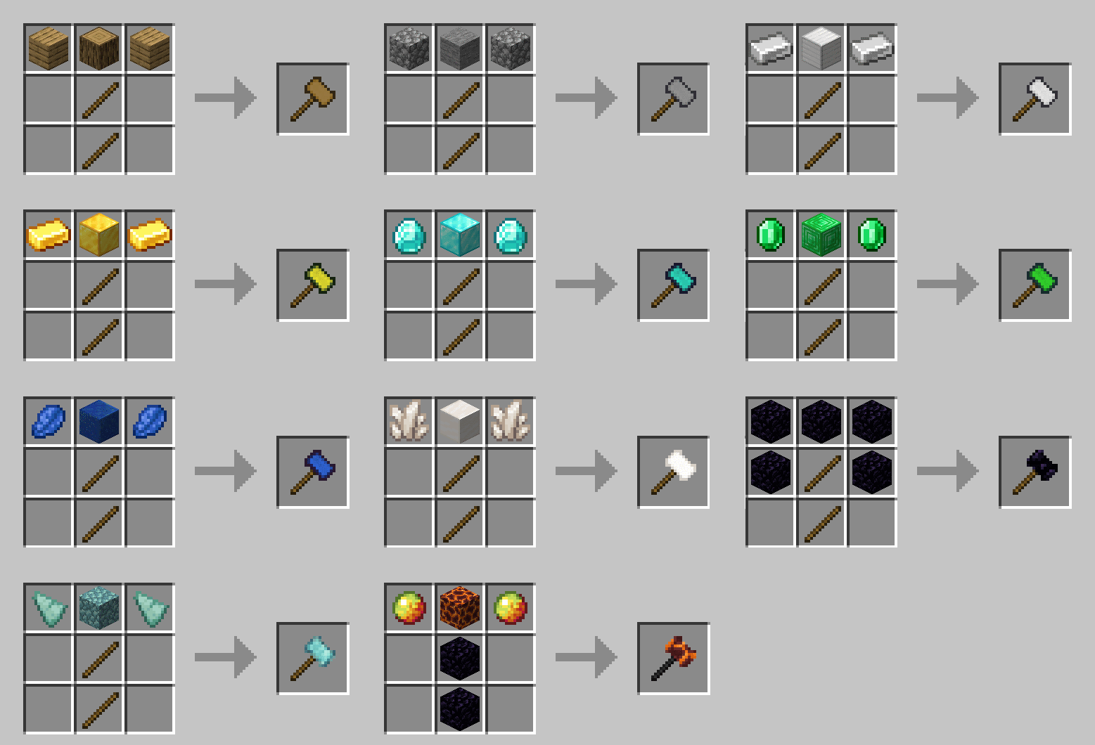 Vanilla Hammers mod for minecraft