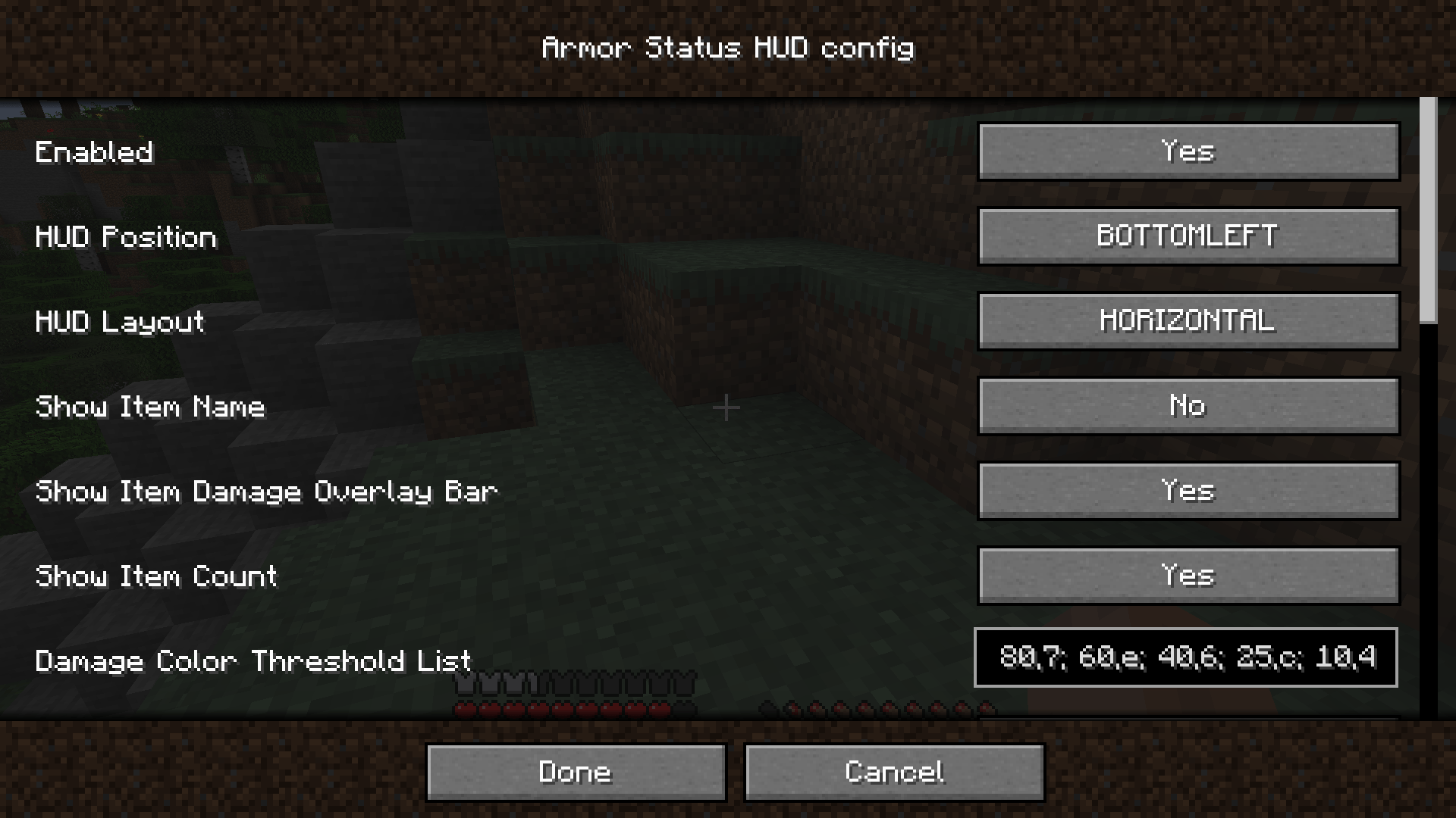 Armor Status HUD Mod for Minecraft 1.17.1/1.16.5/1.15.2/1.14.4 Minecraft