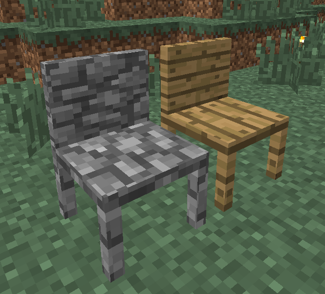 MrCrayfish's Furniture Mod chaise en bois et pierre