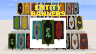 entity banners mod 1 18 2 1 17 1 customizable banners dropped by entities upon every 50th kill