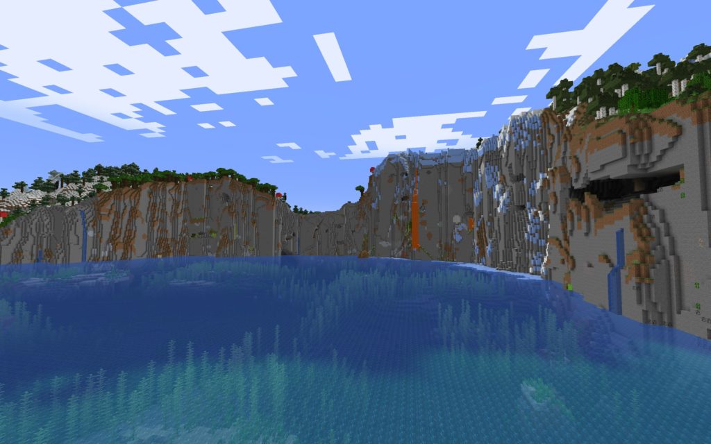 A huge mountain range by the sea Minecraft seed 1.18