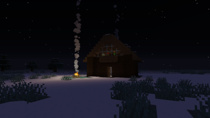 Minecraft House - Snowy Log Cabin