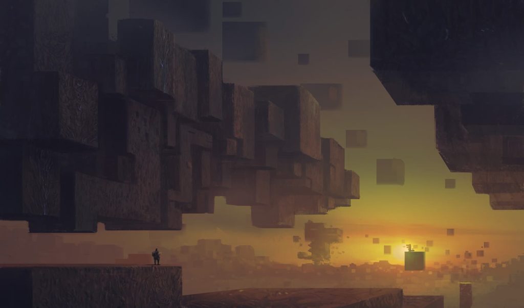 Minecraft wallpaper : realistic floating island