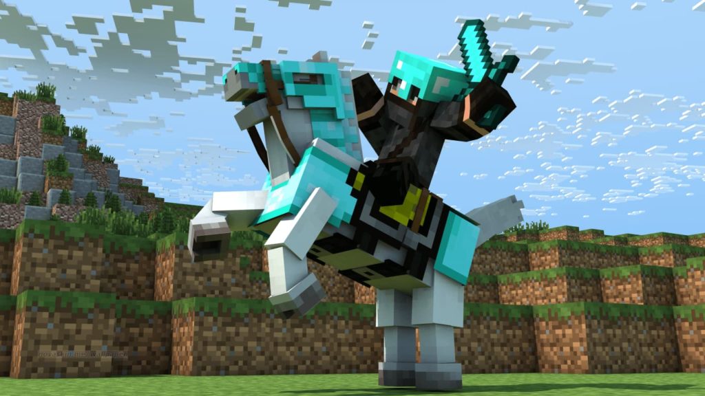Minecraft wallpaper horse and rider diamond armor
